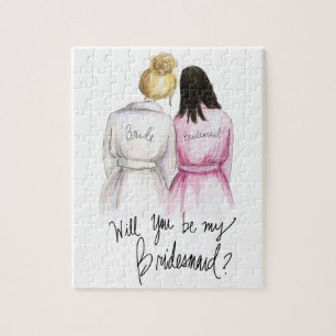 Bridesmaid? Puzzle Bl Bun Bride Long Black Bm