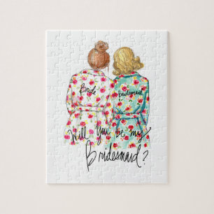 Bridesmaid? Puzzle Red Bun Bride Dk Bl Bob Maid