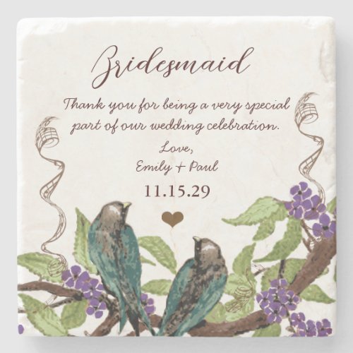 Bridesmaid Reception Vintage Bird Coasters