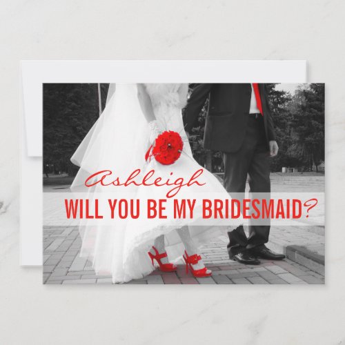 Bridesmaid  Red High Heels and Roses Invitation