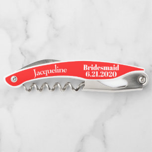Bridesmaid Red Wedding Favor Corkscrews
