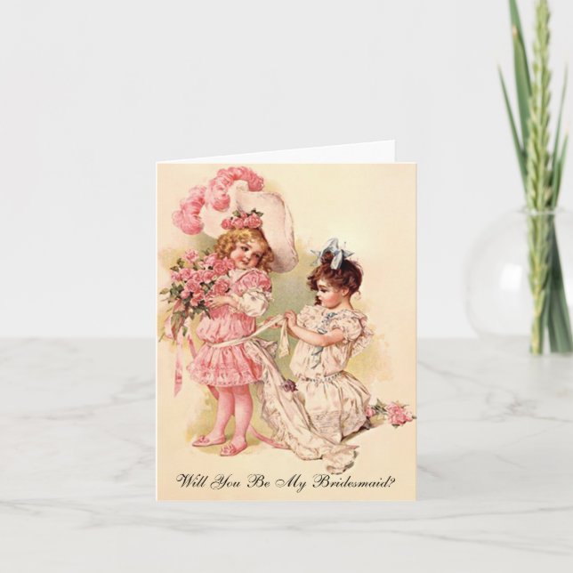 Bridesmaid Request Card Vintage Style Invitation (Front)