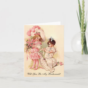 Bridesmaid Request Card Vintage Style Invitation