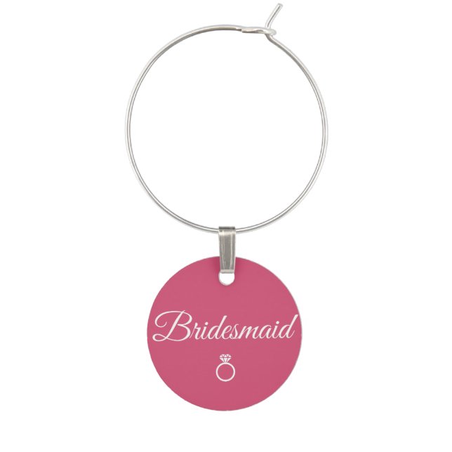 Bridesmaid ring wine charm (Front)