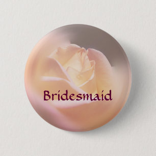 Bridesmaid Rose Flower Wedding Pinback Button