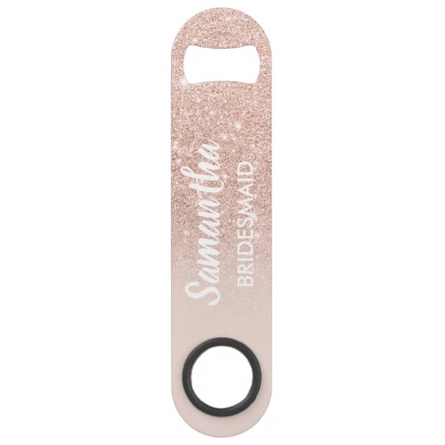 Bridesmaid rose gold glitter blush pink wedding bar key