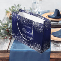 Bridesmaid royal blue silver name wedding