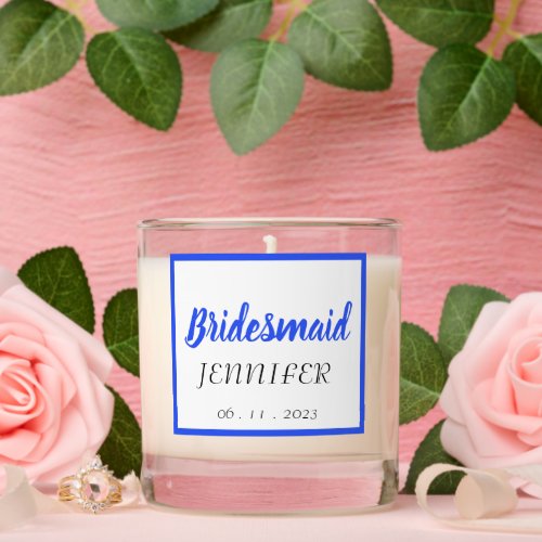 Bridesmaid Royal Blue Stylized Name Scented Candle