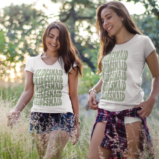 Bridesmaid Sage Green Custom Matching Bridal Party T-Shirt (Creator Uploaded)