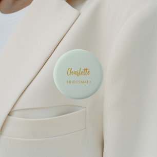 Bridesmaid sage green name tag button