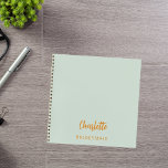 Bridesmaid sage green notebook<br><div class="desc">A sage green background color.  Personalize and add your bridesmaid's name.  Golden handwritten style script.</div>