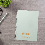 Bridesmaid sage green notebook<br><div class="desc">A sage green background color.  Personalize and add your bridesmaid's name.  Golden handwritten style script.</div>