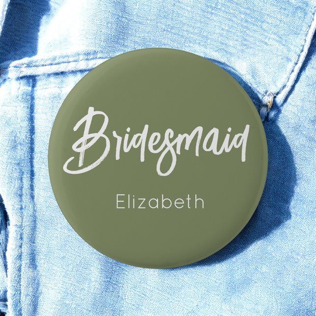 Bridesmaid Sage Green White Wedding  Button (Creator Uploaded)
