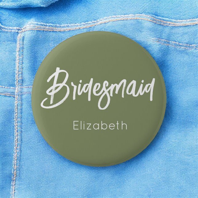 Bridesmaid Sage Green White Wedding  Button (Creator Uploaded)