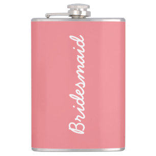 Bridesmaid Salmon Pink Wedding Bridal Gift Favor Flask