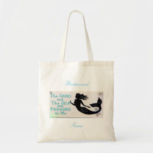 Bridesmaid sand and sea mermaid tote bag