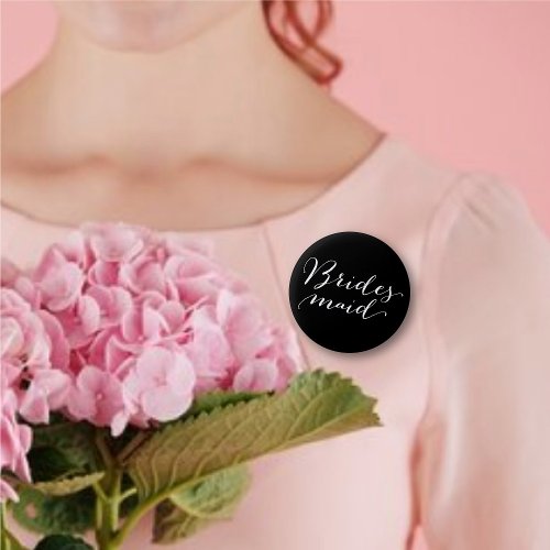 Bridesmaid Script Calligraphy Wedding Bridal Party Pinback Button