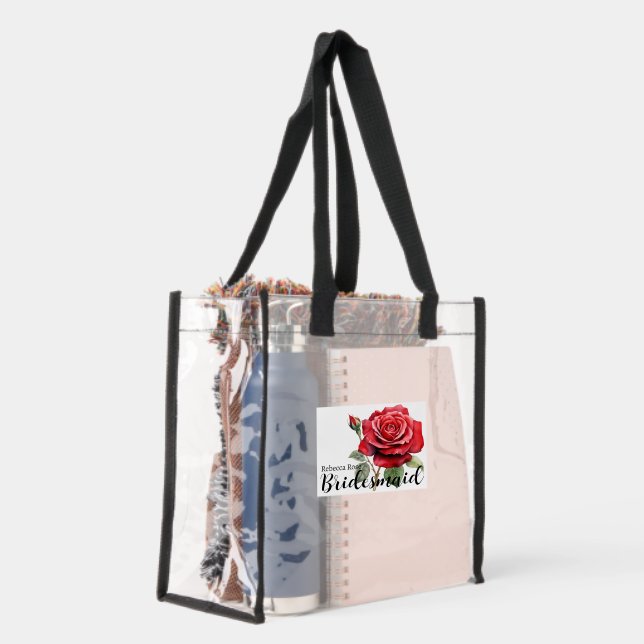 Bridesmaid Script Minimalist Team Bride Clear Tote Bag (Right)