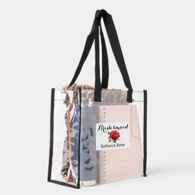 Bridesmaid Script Minimalist Team Bride Clear Tote Bag (Right)