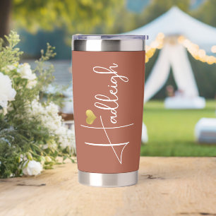Bridesmaid Script Name Gold Heart Terracotta Insulated Tumbler