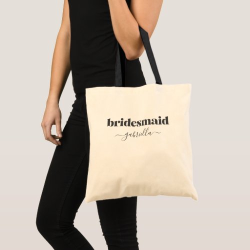 Bridesmaid Simple Minimalist Modern Black Custom Tote Bag