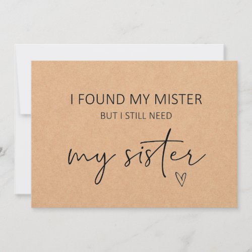 Bridesmaid Sister Proposal Flat Card