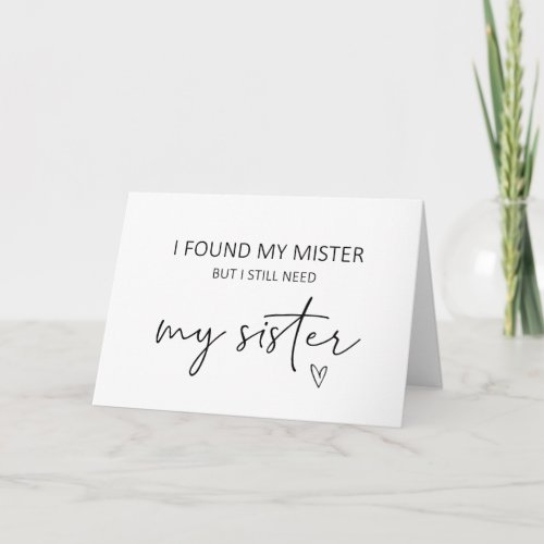 Bridesmaid Sister Proposal Folded Card
