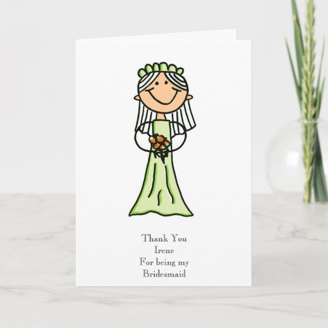Bridesmaid Sketch, Thank You Card (Front)