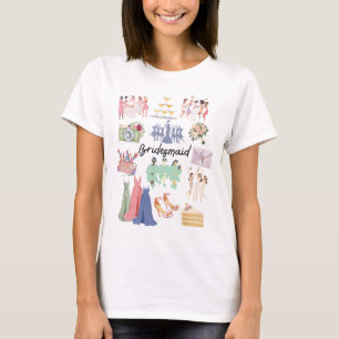 BRIDESMAID Soft Watercolor Wedding Images T-Shirt