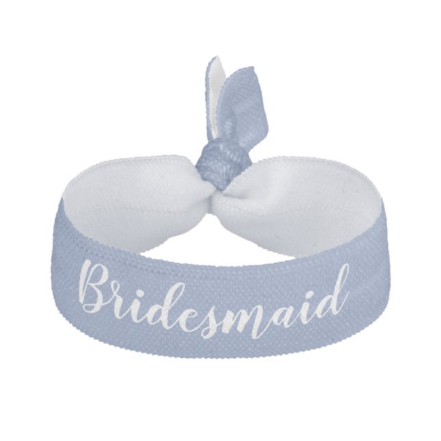 Bridesmaid Something Blue White Wedding Party Elastic Hair Tie (Front)