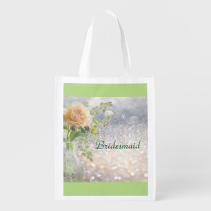 Bridesmaid Sparkle Flowers Grocery Bag