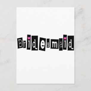 Bridesmaid (Sq Blk) Postcard