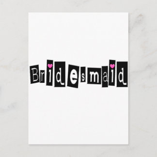 Bridesmaid (Sq Blk) Postcard