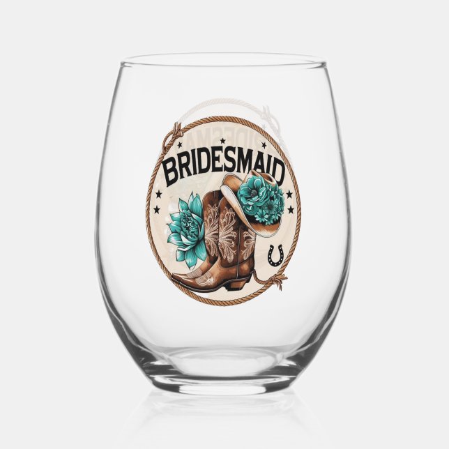 Bridesmaid Stemless Wine Glass (Front)