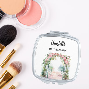 Bridesmaid summer garden wedding compact mirror