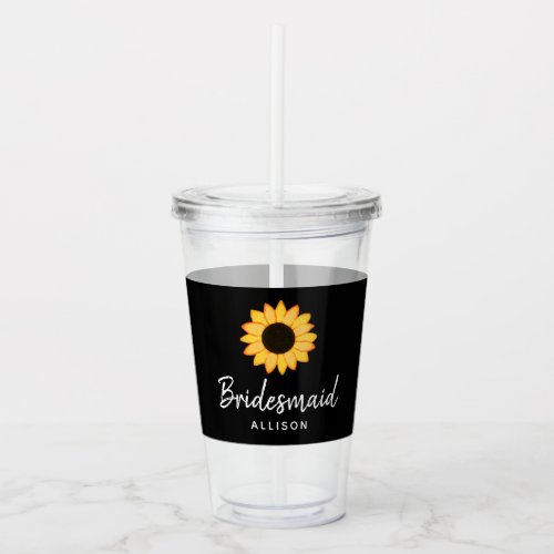 Bridesmaid Sunflower Country Wedding Personalized Acrylic Tumbler