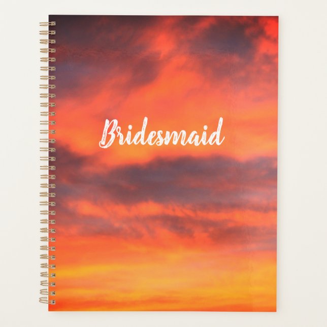 Bridesmaid Sunset Sky Orange Abstract Gift Favor Planner (Front)