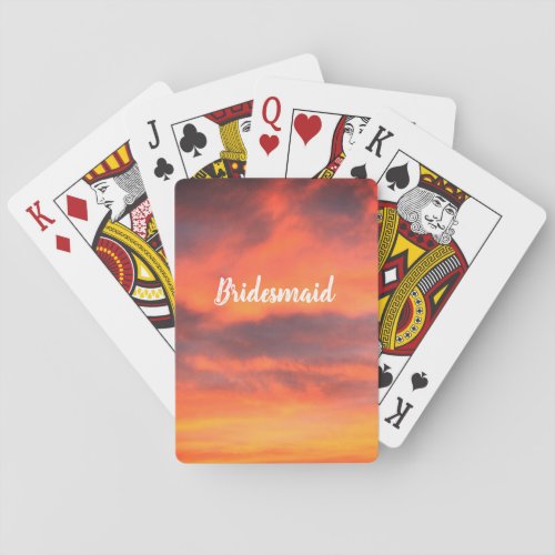 Bridesmaid Sunset Sky Orange Abstract Gift Favor Poker Cards