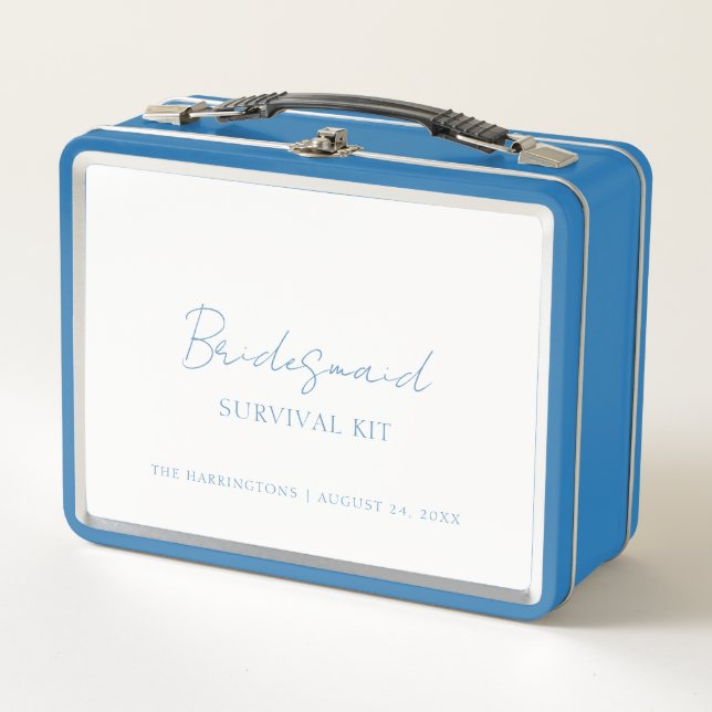Bridesmaid Survival Kit Blue Minimalist Trendy Box (Front)