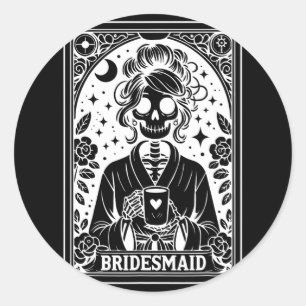 Bridesmaid Tarot Card Bride Coven Gothic Bachelore Classic Round Sticker