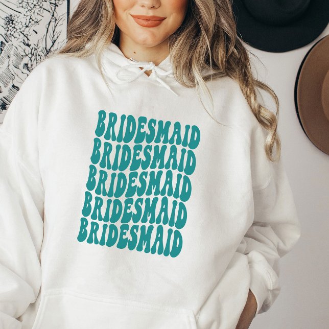 Bridesmaid Teal Personalized Matching Bridal Party Hoodie (Creator Uploaded)