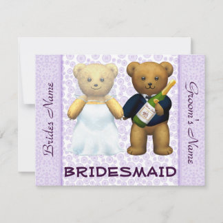 Bridesmaid - Teddy Bears lilac Wedding Invite