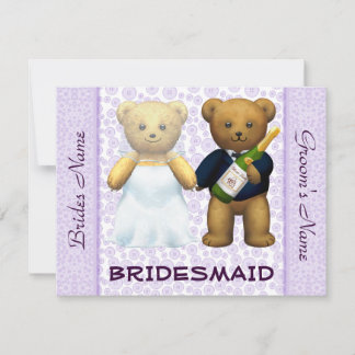 Bridesmaid - Teddy Bears lilac Wedding Invite