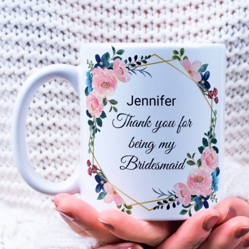  bridesmaid thank you botanical wreath wedding  coffee mug