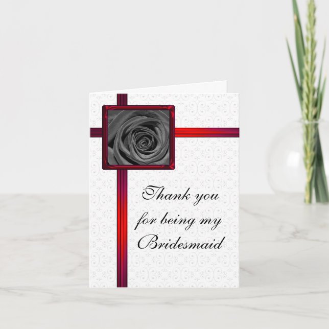 Bridesmaid Thank You Card Black Rose (Front)