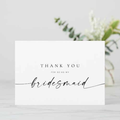 Bridesmaid Thank You Card  Modern Minimalist