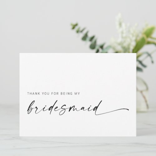 Bridesmaid Thank You Card  Modern Minimalist