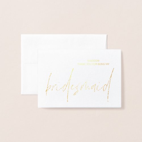 Bridesmaid Thank You Cards Bridal Party Gifts Foil