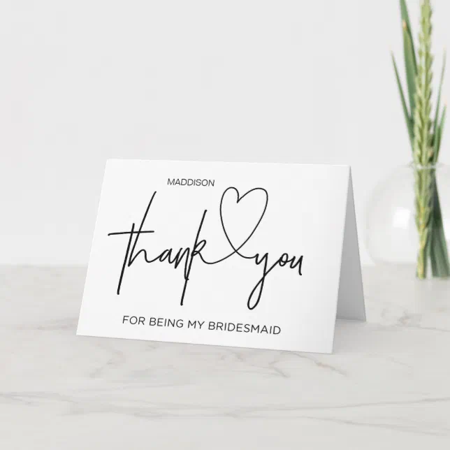 Bridesmaid Thank You Gift for Bridal Party Bride Card | Zazzle