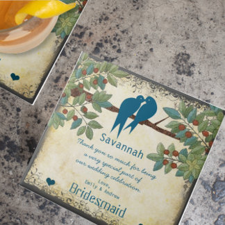 Bridesmaid Thank You Gift Love Birds Tree Tile